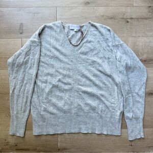 NWOT Bianco & Blu cashmere blend grey v-neck sweater made in Italy XL